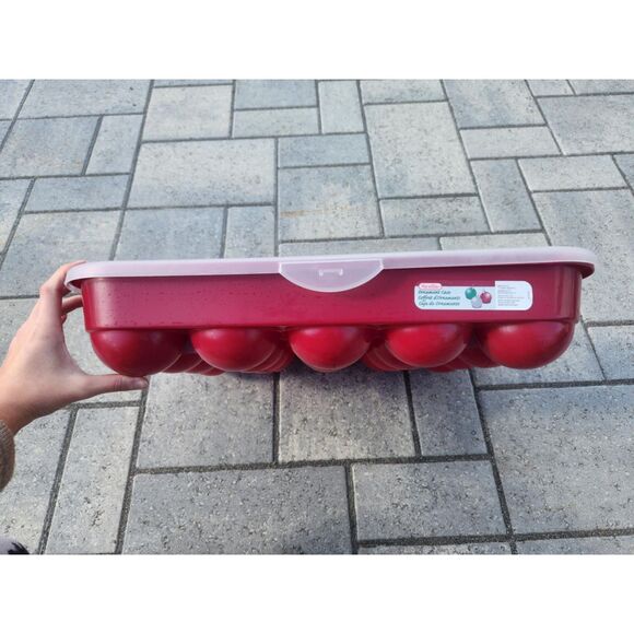 Sterilite Ornament Red Storage Case Holds 20 3.5" Christmas Ornaments. - Picture 4 of 6